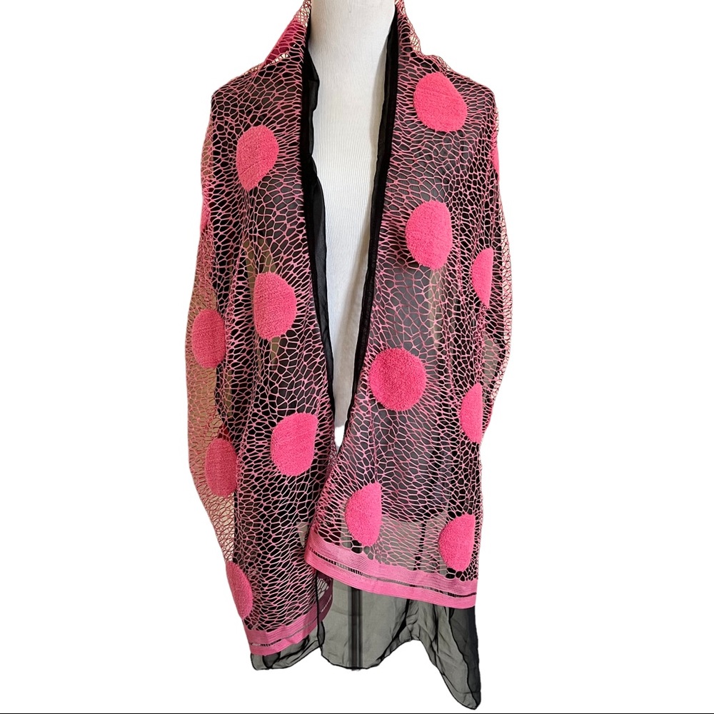 Pink Black Polka Dot Net Sarong‎ Wrap